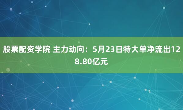 股票配资学院 主力动向：5月23日特大单净流出128.80亿元