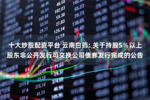 十大炒股配资平台 云南白药: 关于持股5％以上股东非公开发行可交换公司债券发行完成的公告